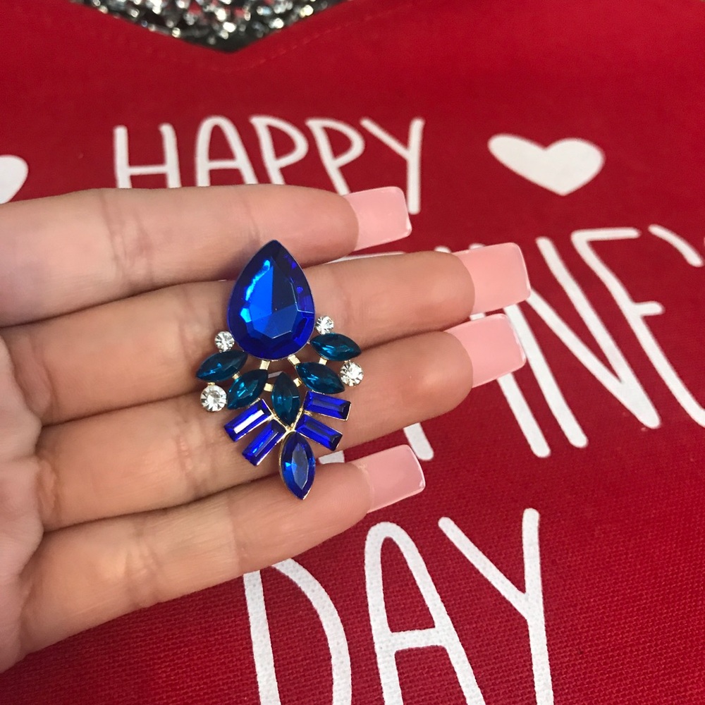 Gold earrings blue crystal - Picture 4 of 4